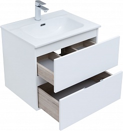 Aquanet Мебель для ванной Алвита New 60 2 ящика подвесная белая матовая – фотография-9